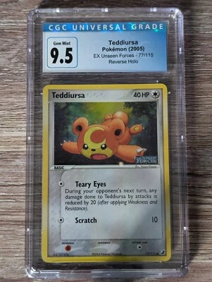 2005 Pokemon EX Unseen Forces Teddiursa Reverse Holo #77 CGC Gem Mint 9.5/10 - Image 1 of 2