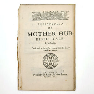1613 printing of Mother Hubberds Tale by Edmund Spenser [Mother Hubbard]