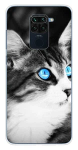Coque en silicone imprimée compatible Xiaomi Redmi Note 9 Chat yeux bleu - Picture 1 of 3