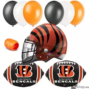 Cincinnati Bengals Fútbol Fiesta Mylar Casco 10 piezas Globos, Naranja Negro Blanco - Imagen 1 de 4