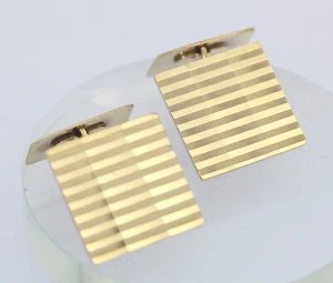 ♦♦ Manschettenknöpfe in 8 kt 8k 333 er Gelb Gold mit Streifen Manschetten Knöpfe - Bild 1 von 9