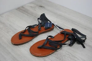 American Eagle Leather Gladiator Strap Flats Brown Gray Size 7 NEW  - Picture 1 of 11