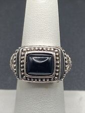 Estate Decorative Sterling Silver Black Stone Ring - Size 7