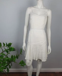 St Frock Size 16 Cotton Summer Short Dress White Ruffle Hem Strappy Boho NEW - Bild 1 von 10