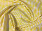 100% Cotton Fabric Metre Fat Quarters Yellow 1/8" Gingham Check Masks Craft NHS
