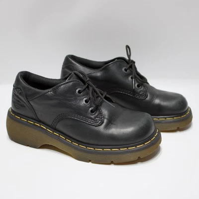 VTG Dr. Doc Martens Chanda Black Leather Platform Chunky Oxford Shoes Women Sz 7 - Image 1 of 4