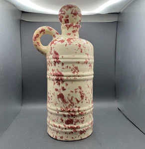 VTG Mohawk Liqueur R-4 No 3 Ceramic Cranberry White Spongeware Farmhouse Bottle - Picture 1 of 6