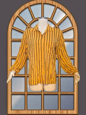 Camisa CHRISTIAN DIOR Separates 100% Seda Amarillo Negro RAYAS Abotonada Para Mujer M Foto 1 de 4