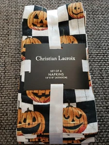 Christian Lacroix Kürbis Jack-O-Latern Halloween Baumwolle Abendessen Servietten 6er Set - Bild 1 von 1