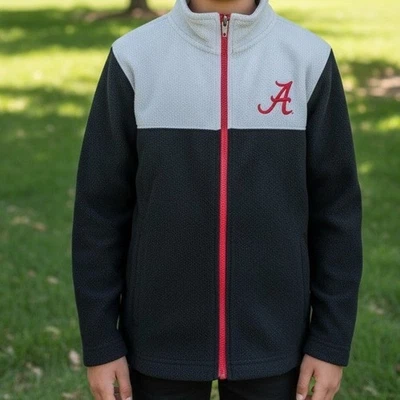 Chaqueta polar con cremallera gris negra bordada talla XS Alabama Crimson Tide para niños Foto 1 de 4