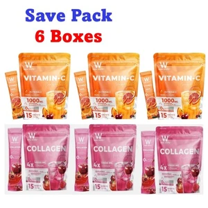 6 X WINK WHITE Collagen Pink Glow + Vitamin C Plus Powder Drink Brighten Skin - Picture 1 of 17