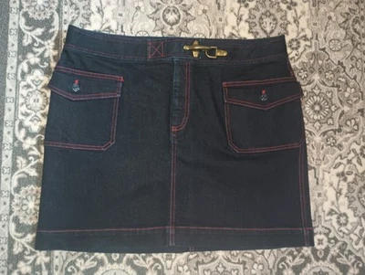 Minifalda Ralph Lauren Y2K Denim S 16 Horse Bit Hebilla Ecuestre Preppy Twee Foto 1 de 4