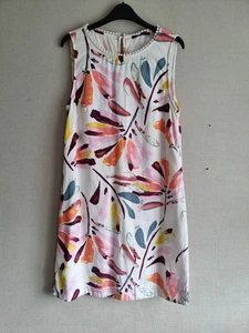 M&S white/multicolor printed knee lenght linen blend dress size 12 - Picture 1 of 4