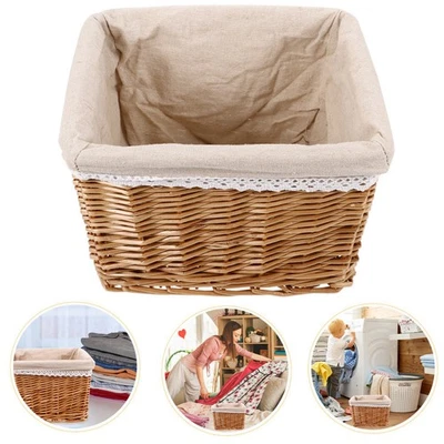  Cesta Vimini Con Coperchio Cestino Portabiancheria Bidoni Del Bucato - Immagine 1 di 4