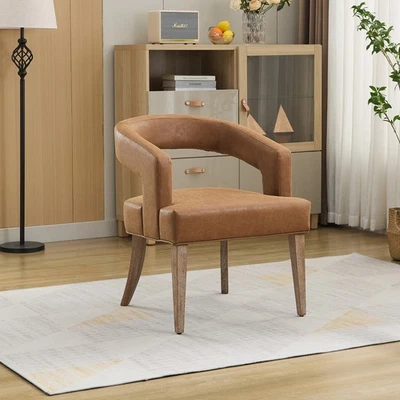 Silla con acento de terciopelo/PU Sofá individual Sillón tapizado con patas de madera Foto 1 de 4