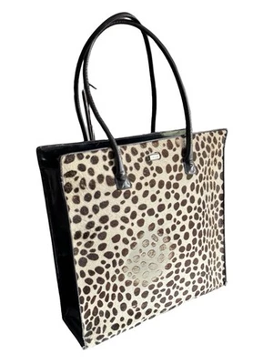 复古 ESCADA 大号手提包 豹纹 小牛毛 皮革 单肩包 手提包 — 第 1/4 张图片