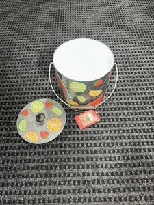 Ice Bucket Citrus Fruit Metal The Tin Box Company Tiki Bar Poolside EUC - Picture 1 of 4