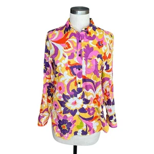 J CREW Collection Classic Fit Popover Ratti Curly Floral Blouse Women's Size 4 - Picture 1 of 6
