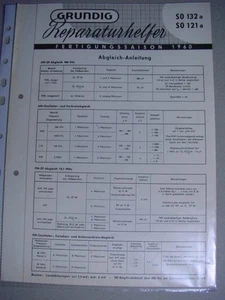 C560/ Grundig ayudante de reparación 1960 instrucciones de comparación SO132a; SO121a - Imagen 1 de 1