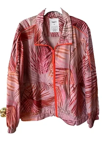 GAP FIT Womens Size XL Tropical Print Full Zip Vented Track Jacket Windbreaker - Picture 1 of 3