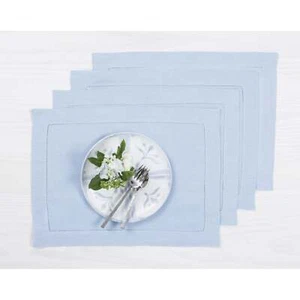 Solino Home 100% Pure Linen Placemats 14 x 19" for Summer - Classic Hemstitch - Picture 1 of 145