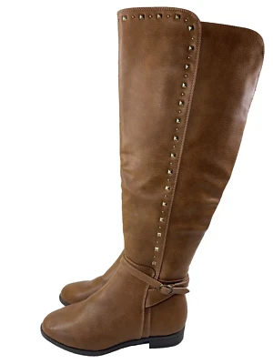 Botas hasta la rodilla Rialto Ferrell marrón coñac con tachuelas talla 7 M WC Foto 1 de 4