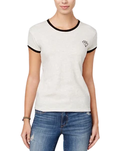 Mighty Fine Juniors' Diamond Graphic T-Shirt (Heather Oatmeal/Black, X-Large) - Picture 1 of 2