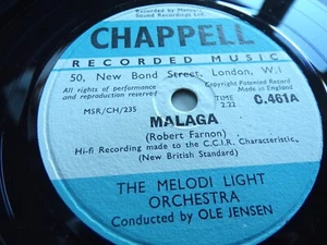 MELODI LIGHT ORCHESTRA - Malaga Robert Farnon C461 CHAPPELL LIBRARY 78 RPM Ex - Picture 1 of 1