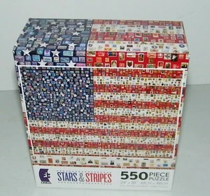 Stars & Stripes 100's Of Postal Stamps US Flag Jigsaw Puzzle 550 Pc NEW SEALED - Picture 1 of 2