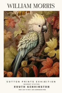 William Morris Vintage Cockatoo Cotton Exhibition Prints Wall Art Poster - Picture 1 of 6