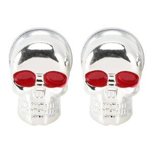 2x Motorcycle Bike Plastic Silver Skull License Plate Bolt On Screw On Frame Nut - Picture 1 of 10