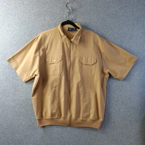 VTG J Blair Shirt Mens Extra Large Mustard Yellow Full Zip Short Sleeve Pockets - Picture 1 of 13