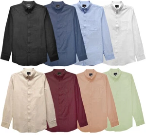 Camisa con botones para hombre de mezcla de algodón manga larga bolsillo pecho - Imagen 1 de 24