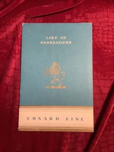 Cunard RMS Queen Elizabeth List of Passengers April 16th 1952 Southampton- N.Y. - Picture 1 of 7