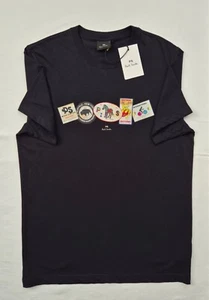 New Paul Smith T-Shirt “ PS In A Row “ Print T-shirt Size M Black - Picture 1 of 5