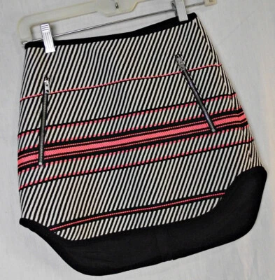 CUTE Rag And Bone Womens Bess Mini Skirt High/Low Angular Stripes Sz 00 USA - Image 1 of 3