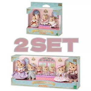 Sylvanian Families Pasiaste Cat Family Baby Striped Cat Elegancki zestaw NOWY Japonia - Zdjęcie 1 z 16