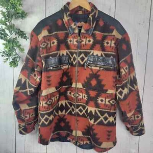 VINTAGE EASY RIDERS TRIBAL WOOL MOTORCYCLE JACKET leather trim Pendleton Styled - Picture 1 of 10