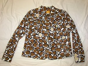 Ruby Rd Denim Jean Jacket Geometric Pattern Brown - Size 12 - Picture 1 of 7