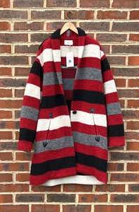 Isabel Marant Étoile GABRIE Striped Blanket bouclé Wool Coat UK16 EU44 A294 - Picture 1 of 10