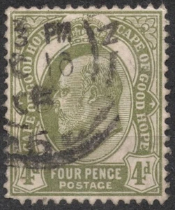 SG75 SN:68 1903 4 d CABO DE BUENA ESPERANZA Rey Eduardo VII en marco, usado - Imagen 1 de 2
