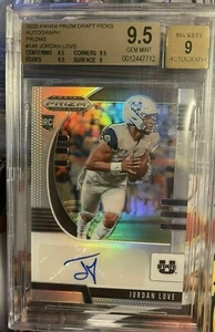 2020 Prizm Draft Jordan Love Rookie Utah State Auto Silver Holo Packers BGS 9.5 - Picture 1 of 2