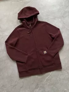 Sudadera con Capucha Roja Cremallera Completa Rojo Trabajo Y2K Carhartt Clarksburg Talla M - Imagen 1 de 11