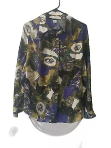 Maggie Lawrence Flowy Silk Artsy Button Blouse Plus S 14 16 Fairy Whimsey - Picture 1 of 9