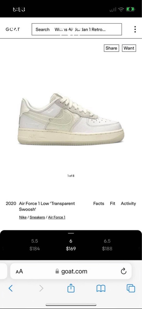 人気話題！Nike Air Force 1 LV8 DNA Transparent Swoosh Nike Air Force 1 Low 'Transparent Swoosh' CV3040-100