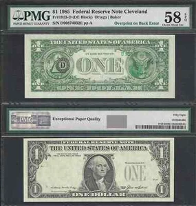 1985 $1 Small Size $1 Federal Reserve Notes 1913-A PMG 58 EPQ - Picture 1 of 3
