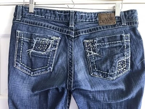 Pantalones de mezclilla para mujer AC26 BKE con hebilla Sabrina corte bota llamarada 31 - Imagen 1 de 5