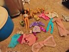 Lot Of Misc Tlc 1980s Barbie Heads , Clothes , And Doll
