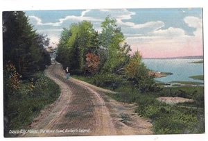 Sad Lone Woman On THE WOOD ROAD Casco Bay Bailey's Island Me Maine Postcard DB - Picture 1 of 2