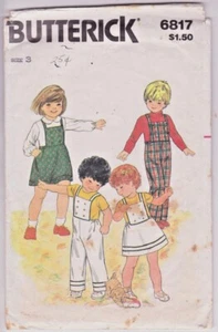 6817 BUTTERICK c.1970s - JUMPER & OVERALLS - UNISEX Toddler Sz 3 - Picture 1 of 2